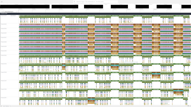 Screenshot of perfetto showing a generational PCC trace